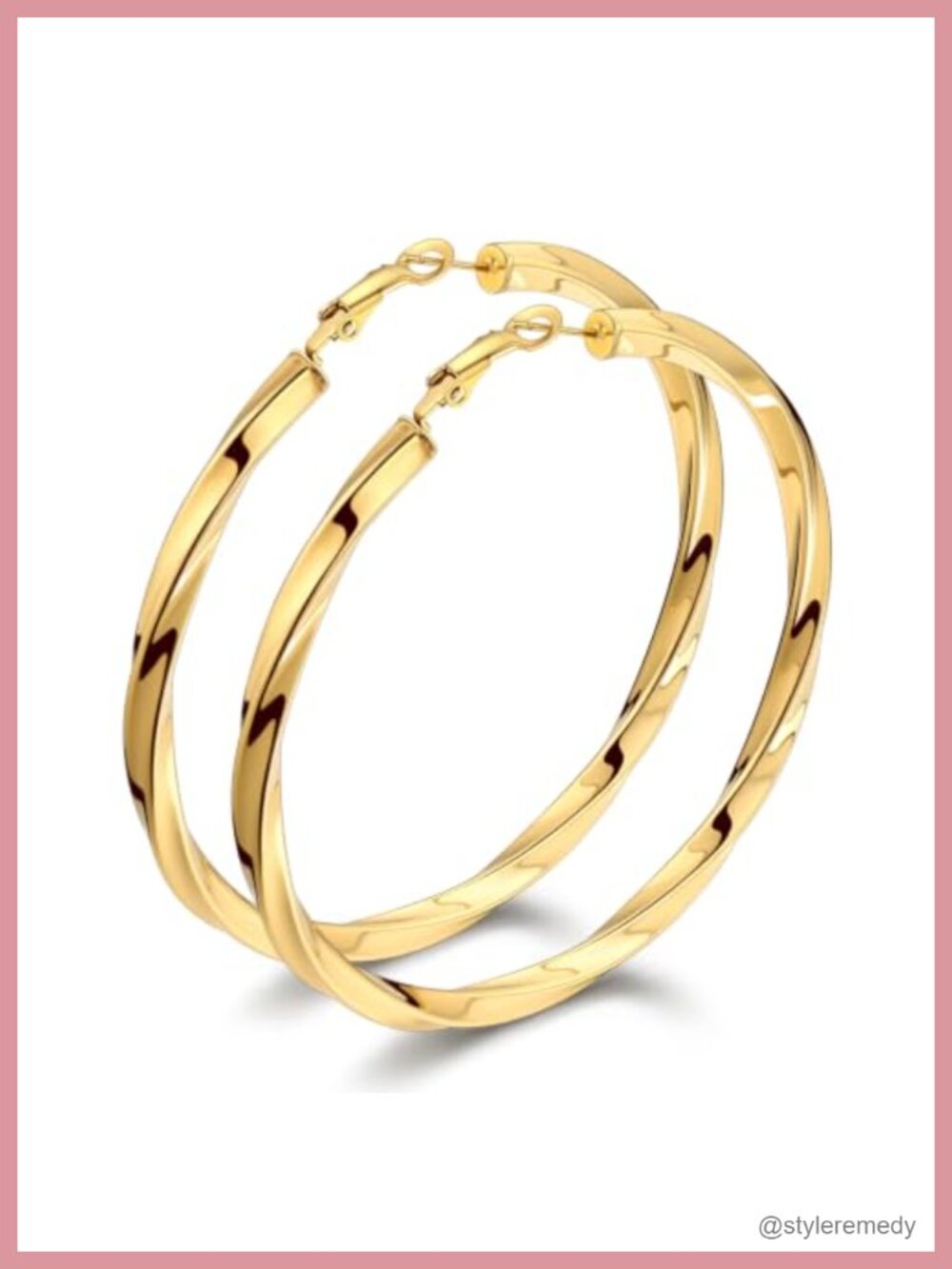 5mm Thick Gold Plated Hoop Earrings Hypoallergenic Click-Top Lightweight